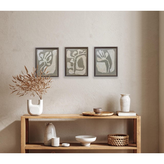 Original minimalist abstract painting on textured canvas, framed in gold locally crafted frames. Each painting canvas...