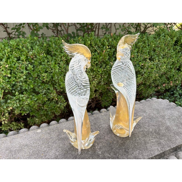 Mid-Century Modern 1950s Pair of Murano Glass Parrots For Sale - Image 3 of 11