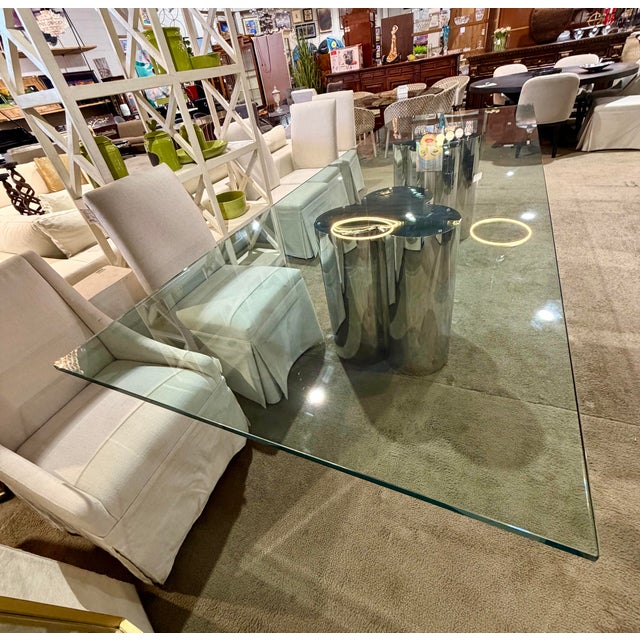 Attributed to Curtis Jeré Trefoil Dining Table With Glass Top For Sale In Las Vegas - Image 6 of 7