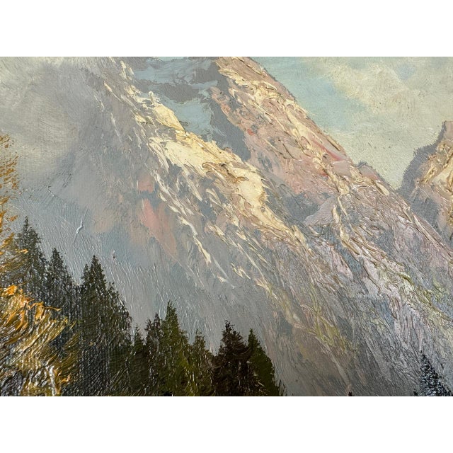 Josef Heinrich Thomas, Sonnenspitze Landscape, Oil on Canvas, 1970s, Framed For Sale - Image 3 of 12
