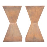 Pair of Brancusi Style Steel Pedestal Side Tables For Sale