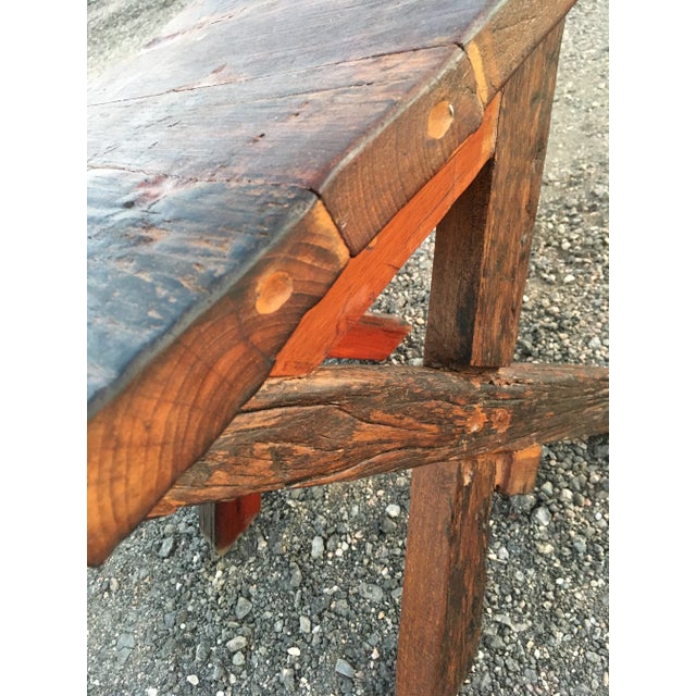 Reclaimed Teak Wood End Table From Antique Vessel For Sale - Image 10 of 13