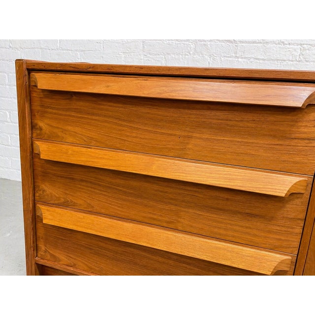 Long & Sculpted Mid Century Modern Danish Teak Credenza / Long Dresser by Skovby Mobelfabrik, C. 1960's For Sale - Image 10 of 12