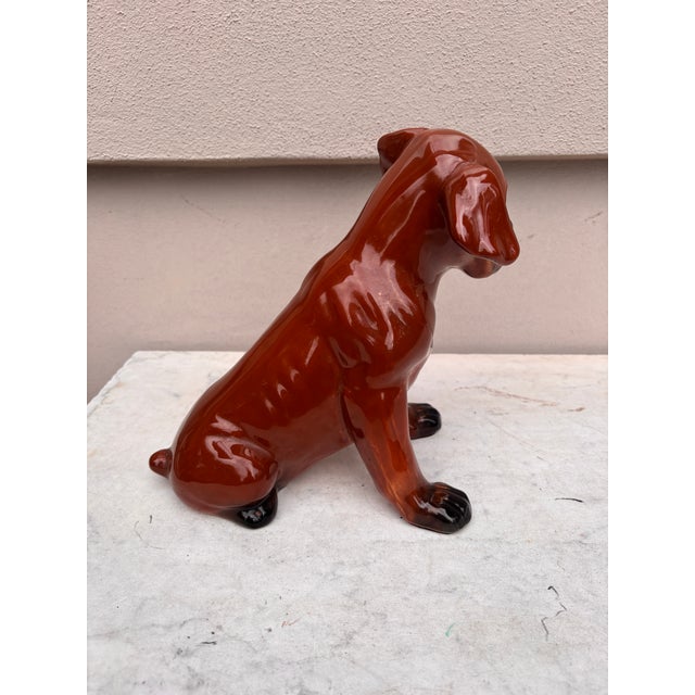 French French Majolica Dog Saint Clement Circa 1930 For Sale - Image 3 of 6