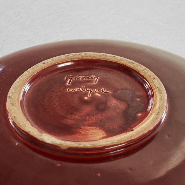 Ceramic Jules Guérin Sang De Boeuf Studio Pottery Dish, 1960s For Sale - Image 7 of 8