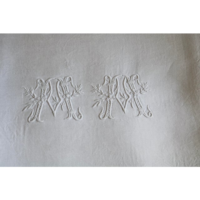 Vintage French Extra Large Damask Linen Napkins Monogrammed Set of 12