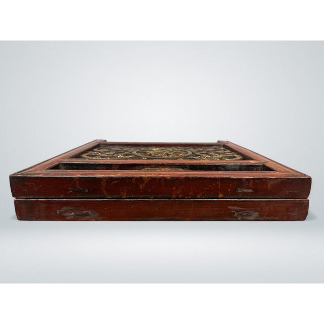 Pair of Gilded Chinese Carved Window Panels / Table Screens, 19th Century For Sale - Image 9 of 11