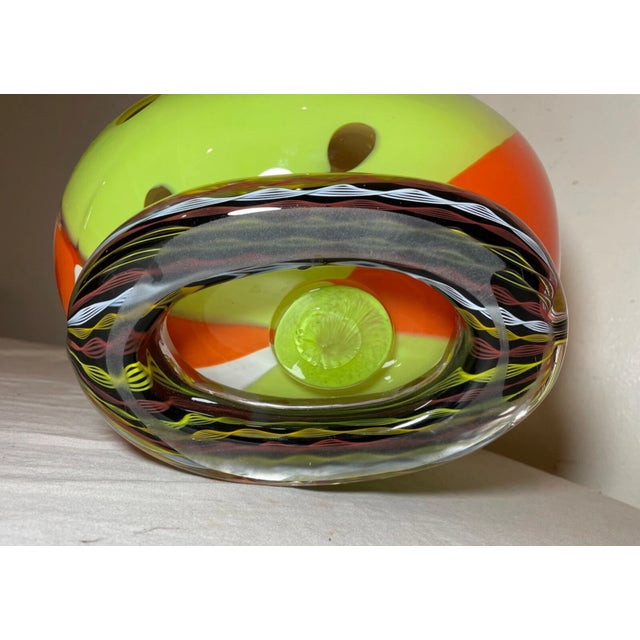 Large Blown Harry Stuart RPM Studio Centerpiece Bowl Art Glass Sculpture Vase For Sale - Image 11 of 14