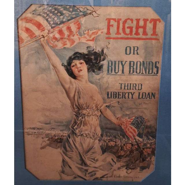 Howard Chandler Christy 1917 fight or buy bonds Third liberty loan poster looks to be in near mint condition considering...