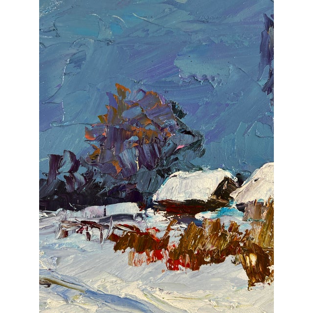Oil Painting Winter Snow-Covered Village Serdyuk Boris Petrovich For Sale - Image 6 of 11