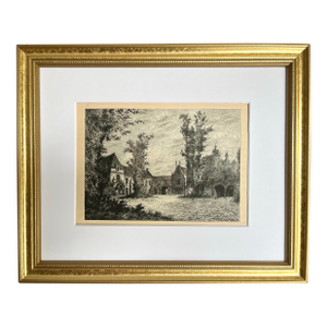 Antique French Etching of Chateau Vaux De Cernay 1860