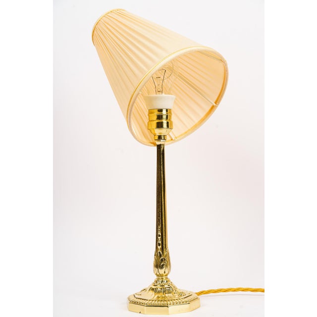 Art Deco table lamp with fabric shade vienna around 1920s Polished and stove enameled The shade is replaced (new)....