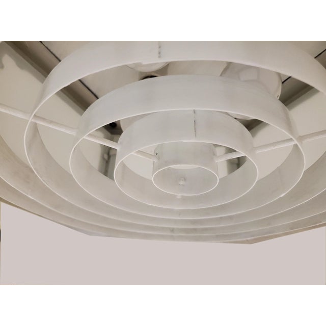 Mid-Century Industrial Flush Mount in Nickeled Brass With White Glass For Sale - Image 11 of 13