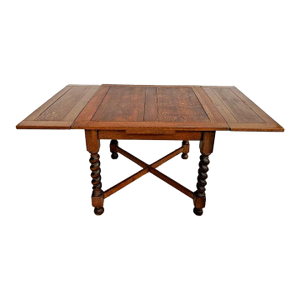 Antique Expanding Pub Kitchen Table Barley Twist Legs Quarter Sawed Tiger Oak