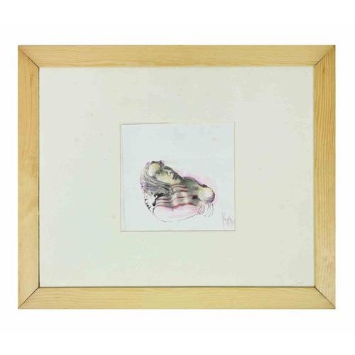 Woman, Ink and Watercolor on Paper, 1990s, Framed For Sale - Image 4 of 4