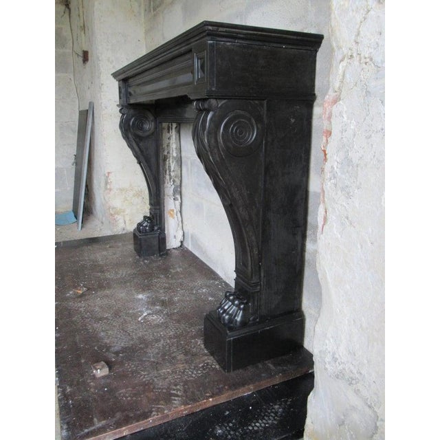 19th Century French Napoleonic Black Marble Fireplace For Sale - Image 3 of 9