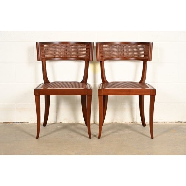 Michael Taylor for Baker Furniture Klismos Cherry Wood and Cane Side Chairs or Dining Chairs, Newly Refinished For Sale - Image 15 of 15
