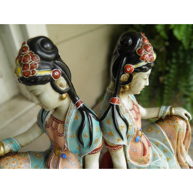 Rare Pair of Quan-Yin Buddhist Bodhisattvas of Compassion Porcelain Statues For Sale - Image 9 of 18