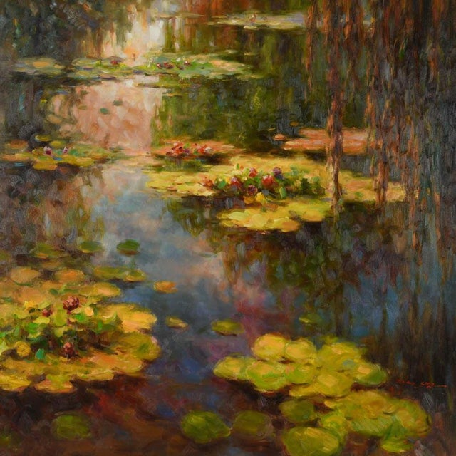 Softly luminous and richly textured, Zhao Song's Lilypads in Evening captures the quiet poetry of a pond bathed in...