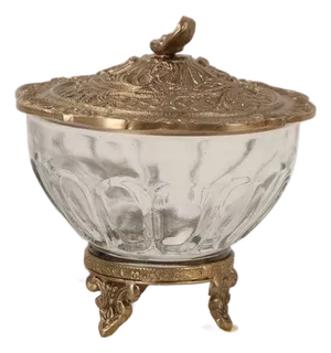 Glass & Brass Engraved Retro Storage Jar