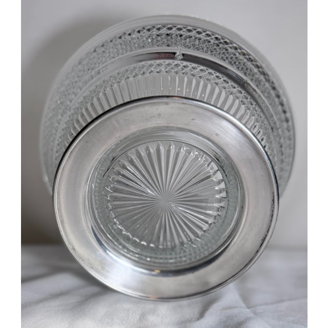 English Vintage English Lead Crystal Bowl With Removable Silver Plate Base For Sale - Image 3 of 9