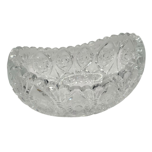 Transparent Vintage American Brilliant Style Cut Crystal Serving Bowl For Sale - Image 8 of 12