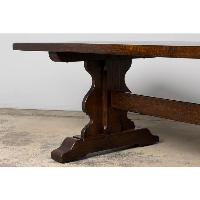 Antique French Oak Monastery Trestle Dining Table For Sale - Image 9 of 18