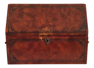 1960s Italian Leather Jewelry Box with Metal Handles