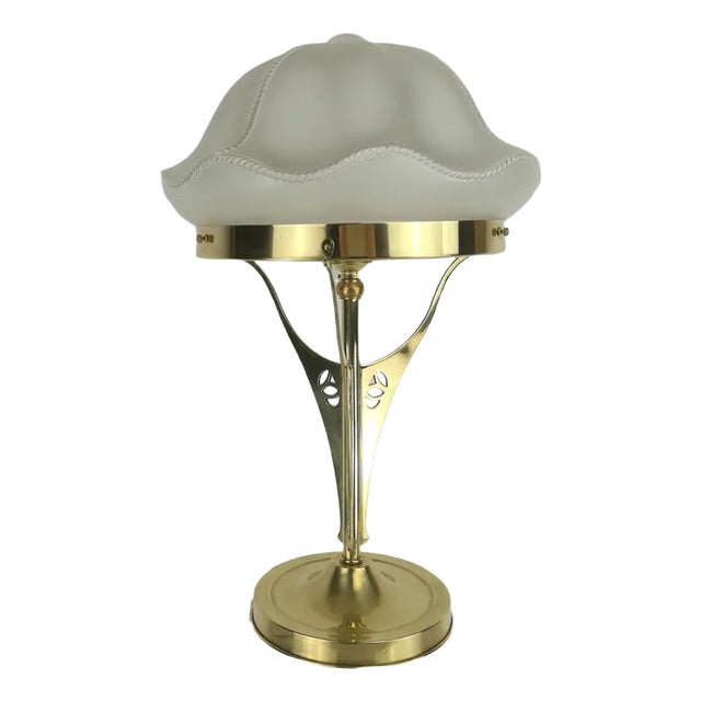 Viennese Table Lamp with Glass Shade, 1930s For Sale