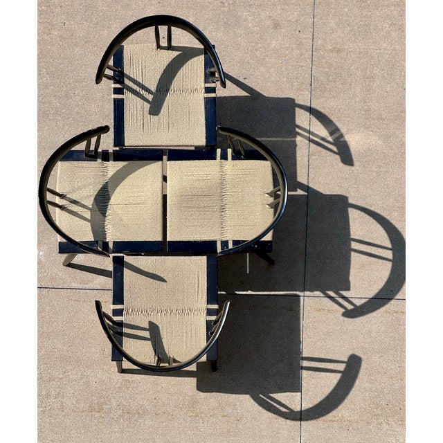 Mid-Century Modern Set of Four Attributed George Nakashima Designed Lacquered Grass Seated Chairs 1960s National Institute of Design India For Sale - Image 3 of 6