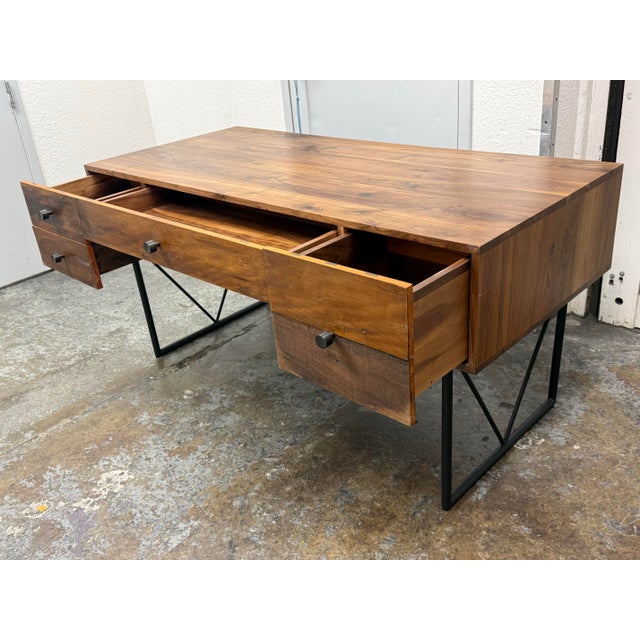 Crate & Barrel Crate & Barrel Atwood Rustic Industrial Desk For Sale - Image 4 of 12