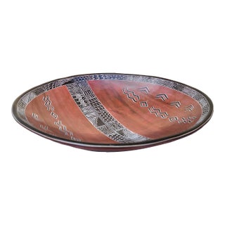Vintage Large Handmade West-African Patterned Soapstone Accent Bowl For Sale