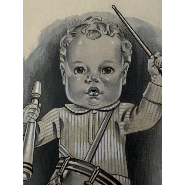 Original graphite pencil drawing by American artist and illustrator Theodore E. Schrock (1879–1952), depicting a young...