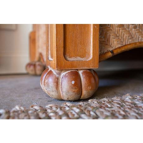 1970's Rattan Etched Wood Safari Armoire Wardrobe Storage Cabinet For Sale - Image 14 of 14