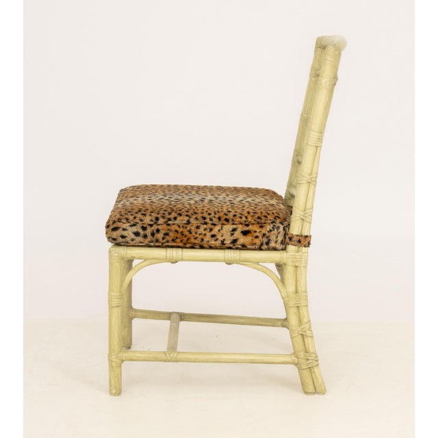 Late 20th Century Modern Green Painted Faux Bamboo Side Chair For Sale - Image 5 of 9