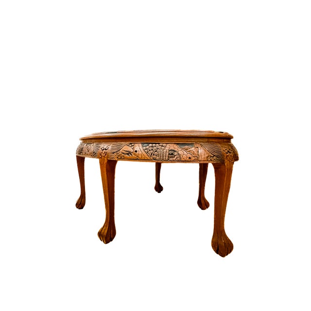 Mid-Century Modern Hand-Carved Asian Opium Nesting Table For Sale In Portland, OR - Image 6 of 18