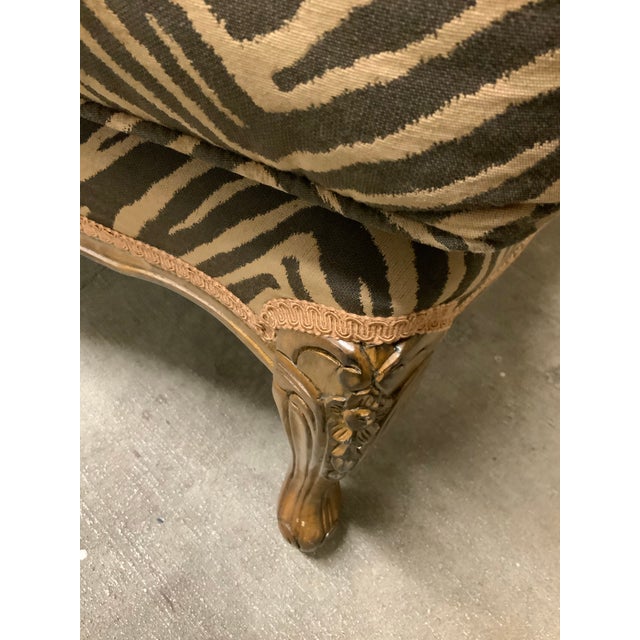 Large Vintage French Bergere Armchair in Zebra Print – Palm Beach Regency, Ralph Lauren or Grandmillennial Statement Piece! See Pics! For Sale - Image 9 of 12