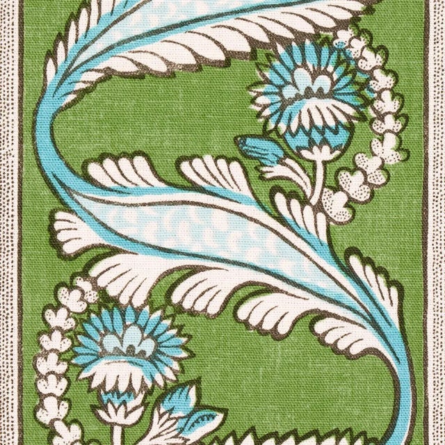 Schumacher Schumacher Marielle Vine Fabric in Green & Peacock For Sale - Image 4 of 5
