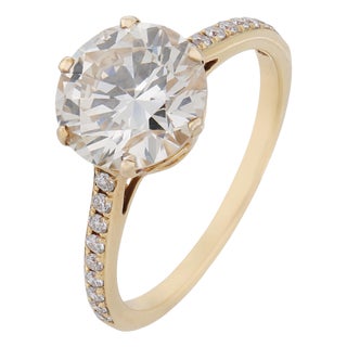 Gia 2.56 Carat Round Brilliant Cut Diamond 18k Yellow Gold Engagement Ring, Size 6.5 For Sale