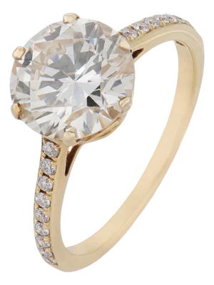 Gia 2.56 Carat Round Brilliant Cut Diamond 18k Yellow Gold Engagement Ring, Size 6.5