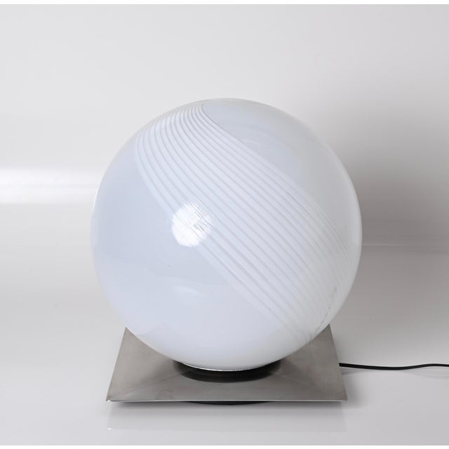 Mid-Century Murano Table Lamp with Steel Base attributed to Lamperti, Italy, 1970s For Sale - Image 13 of 18