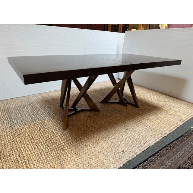 Contemporary Lexington Home Zavala Loggia Rectangular Double Pedestal Extension Table For Sale - Image 3 of 12