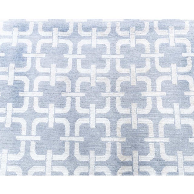 Modern Geometric Chain Link Slate Gray Rug "Cadena" by Doris Leslie Blau For Sale In New York - Image 6 of 8