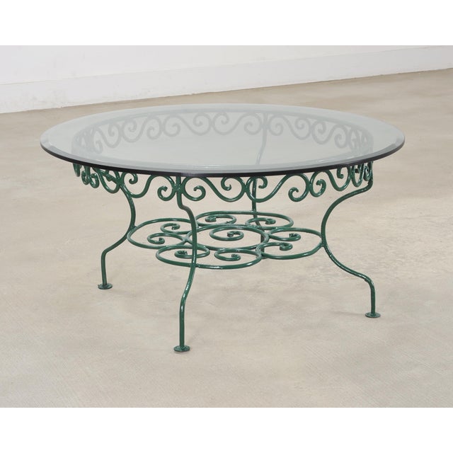 o.w. Lee American Regency Style Wrought Iron and Glass Scrolled Garden Table For Sale - Image 16 of 18