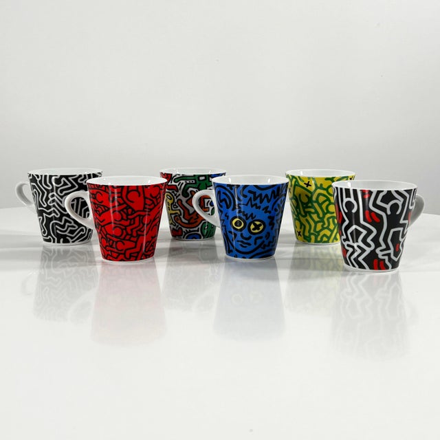 Postmodern Coffee Cups by Keith Haring for Tognana, 1990s, Set of 6 For Sale - Image 3 of 7