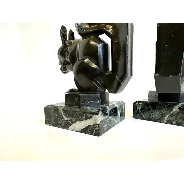 Black Vintage French Art Deco Squirrel Bookends by Max Le Verrier, 1930, Set of 2 For Sale - Image 8 of 13