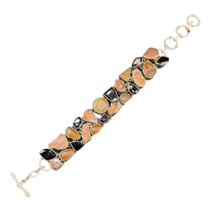 Garnet Cluster 925 Sterling Silver Fashion Jewelry 8" Inch Bracelet