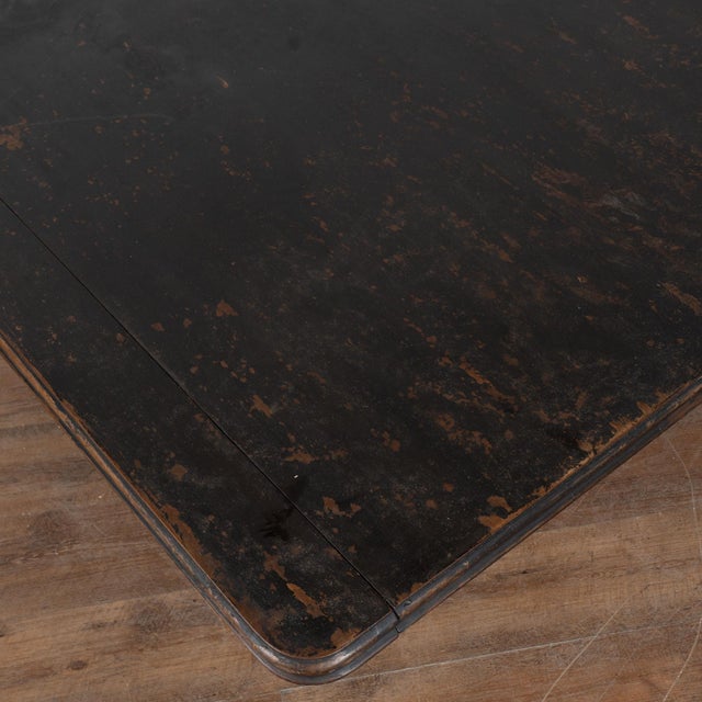 Wood 19th Century Black Painted Swedish Large Square Coffee Table For Sale - Image 7 of 17