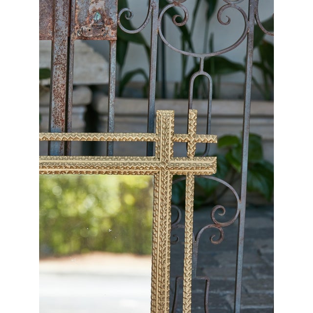 Tramp Art Gilded Mirror with Hand-Carved Frame, circa 1920 For Sale - Image 9 of 12