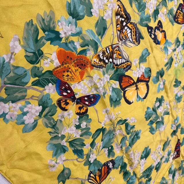 A 1990s Butterflies and Flowers Silk Scarf by Nina Ricci For Sale - Image 9 of 13
